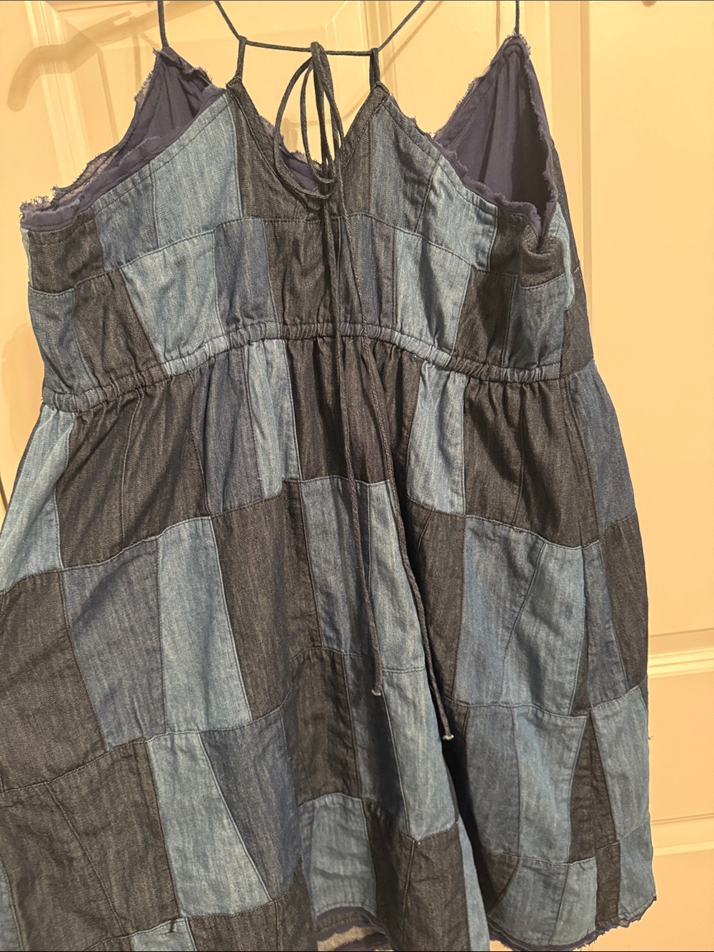 Stetson Vintage' Patchwork Denim Sundress in Light Blue and Dark Blue - Picture 3 of 5